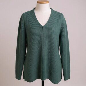 J. McLaughlin Cashmere Wool Blend Ribbed Sweater Forest Green Size Large